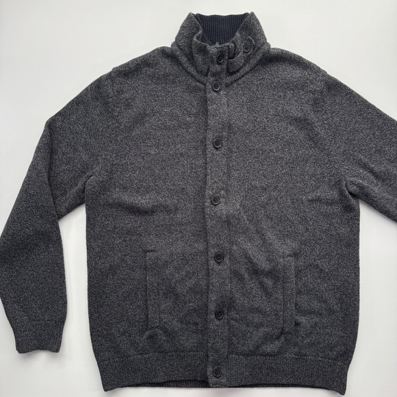 Banana Republic Other - BANANA REPUBLIC Zip Up Button Front Cardigan Sweater Mens XL Gray Wool Blend